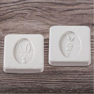 Rubber stamps for DIY soap x 2 - Rabbit & carrot