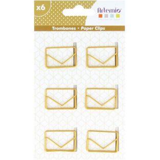 6 gold envelopes paper clips 3 x 2 cm