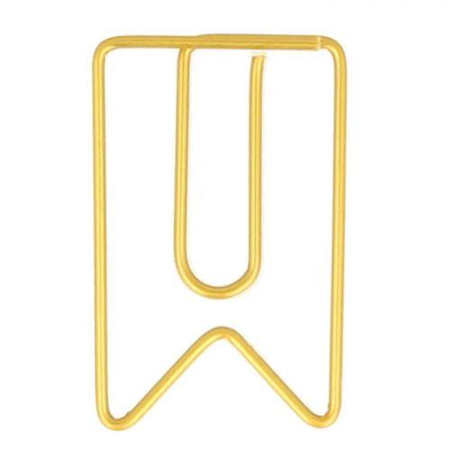 6 golden pennants paper clips 2 x 3.3 cm