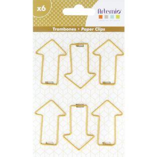 6 clips de papel dorados - Flecha 2,8 x 4,2 cm