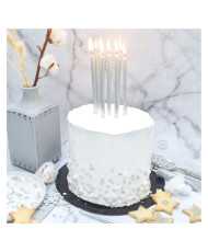 12 candele lunghe color argento - 12 cm