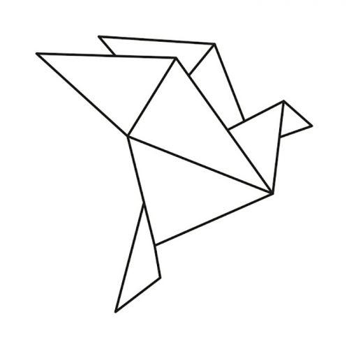 Sello de madera 4,5 x 4,5 cm - Gallina origami