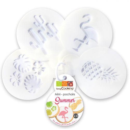 Set of 4 mini cake stencils Ø 6 cm - Summer Set of 4 mini cake stencils Ø 6 cm - Summer