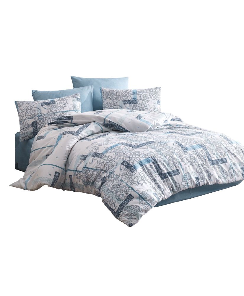 Parure de lit MARTINA 240 x 220 cm - Bleu Parure de lit MARTINA 240 x 220 cm - Bleu