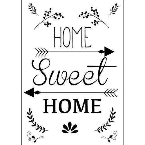 Iron-on transfer A4 black & white - Home Sweet Home