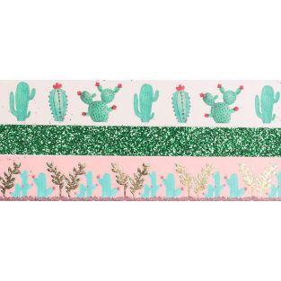 3 glitter tapes - 2 x 5 m & 1 x 2 m - Cactus
