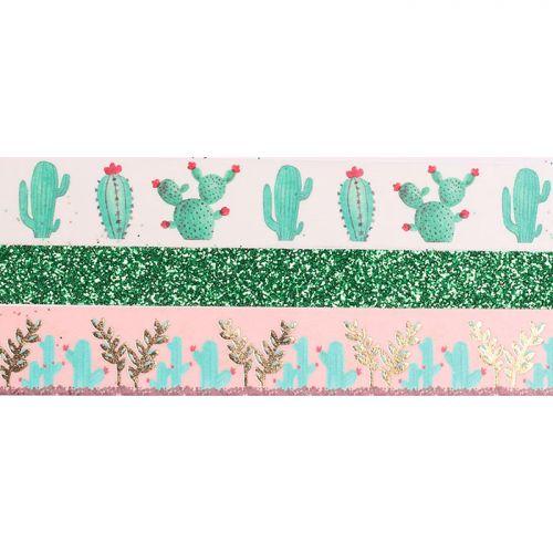 3 glitter tapes - 2 x 5 m et 1 x 2 m - Cactus