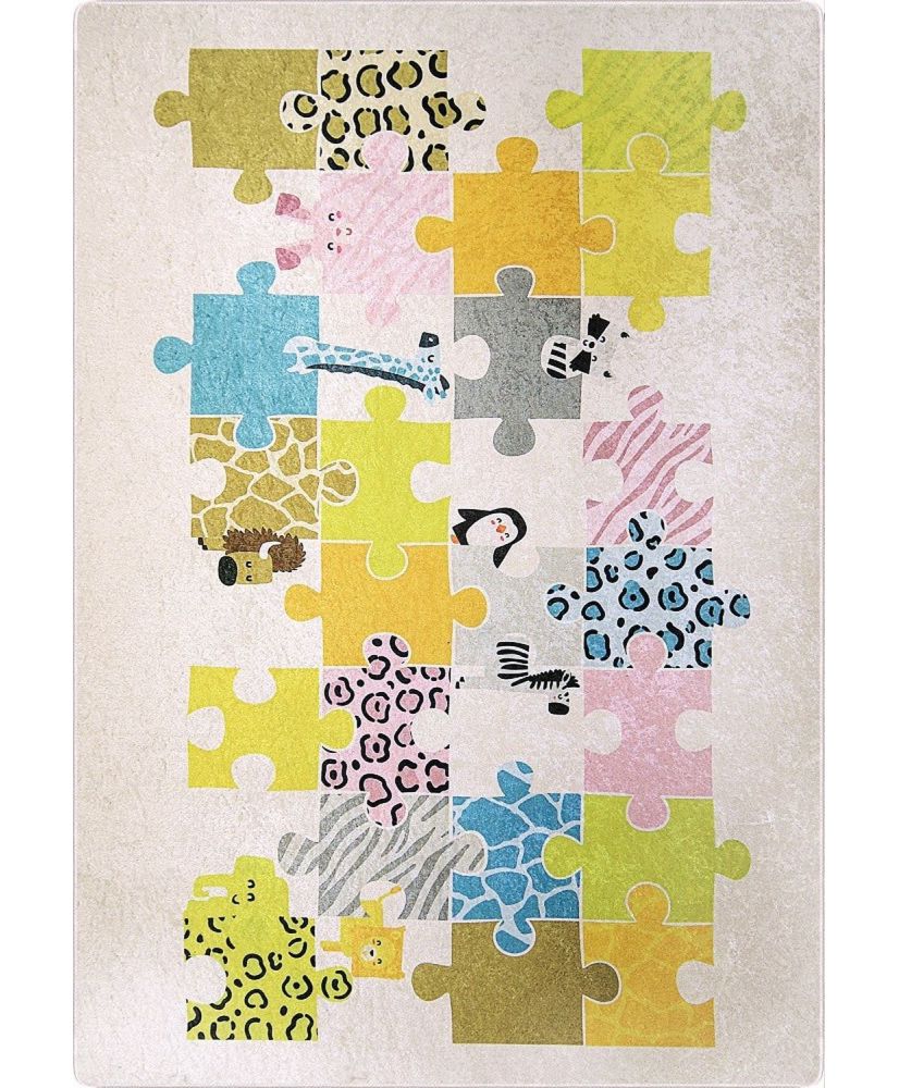 Tapis enfant Puzzle 80 x 150 cm - Beige Tapis enfant Puzzle 80 x 150 cm - Beige