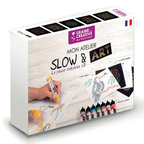 Kit para colorear Arte lento - 8 marcadores + 10 tarjetas Mandala & animales