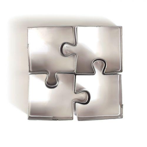 4 mini cortadores de galletas de acero inoxidable - Puzzle