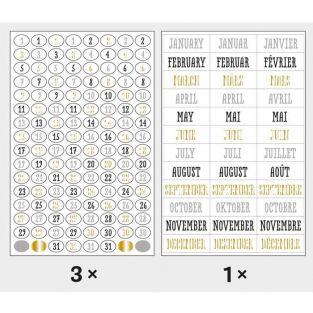 420 stickers dates pour Bullet journal - noir-gris-doré