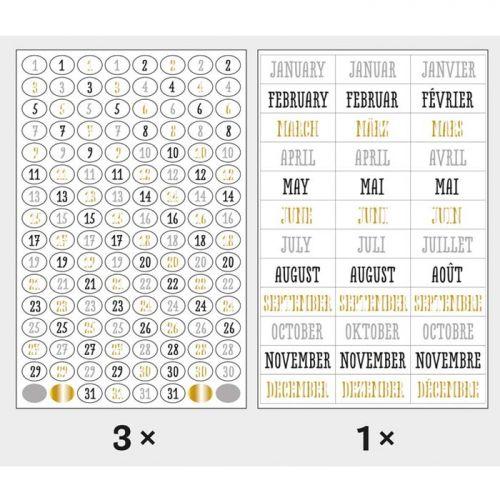 420 stickers dates pour Bullet journal - noir-gris-doré