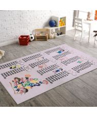 Tapis enfant Table de multiplication 100 x 160 cm - Rose