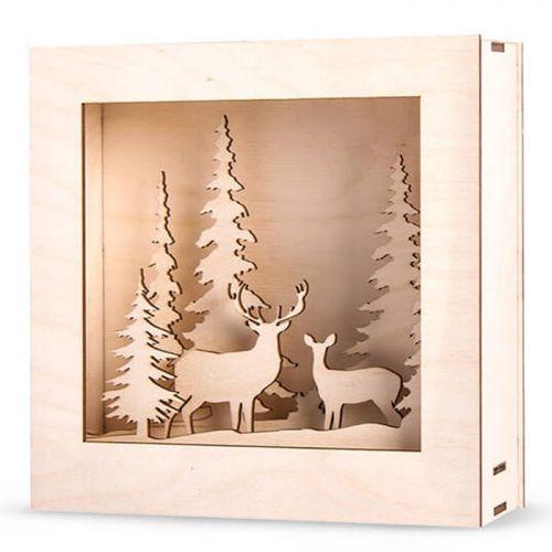 Kit cadre en bois forêt de Noël 20 x 20 cm