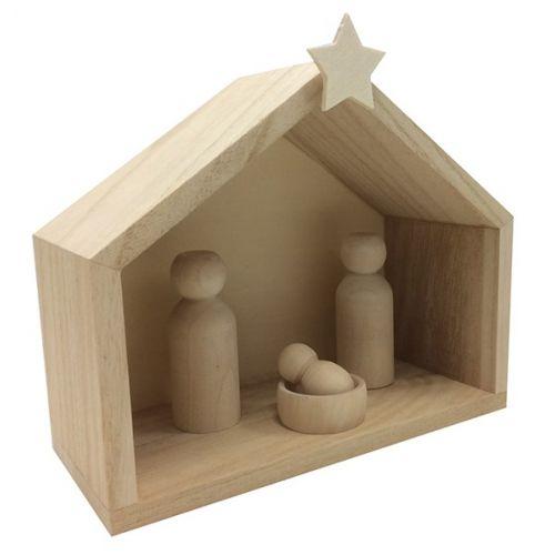 Cuna de madera 18 x 8 x 15 cm + piezas Cuna de madera 18 x 8 x 15 cm + piezas