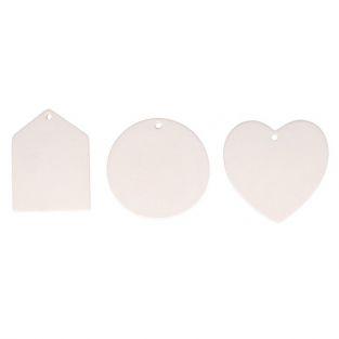 6 ceramic silhouettes 8 cm - house, round, heart
