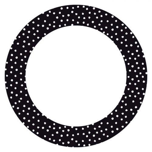 12 stickers cercle Ø 6,3 cm - Noir à pois blancs