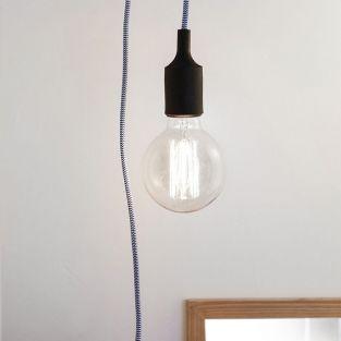 Pendant cord lamp - blue herringbone wire 3.7 m
