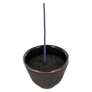 Black & gold cast iron incense holder bowl