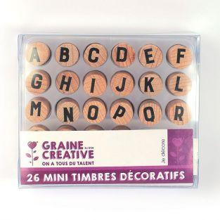 26 Mini sellos de madera - Letras del alfabeto en mayúsculas