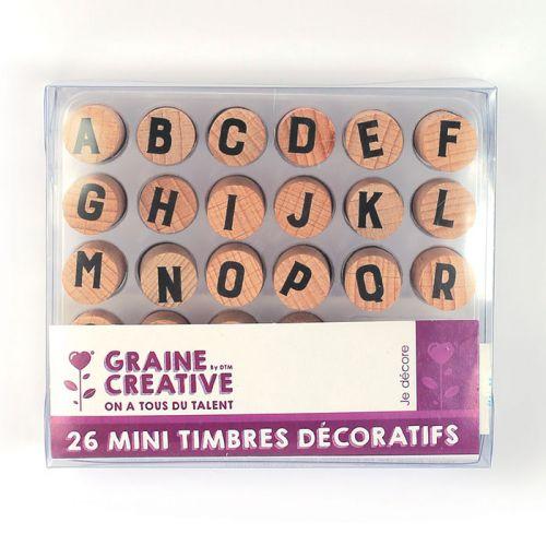 26 mini timbri di legno - lettere dell'alfabeto maiuscolo