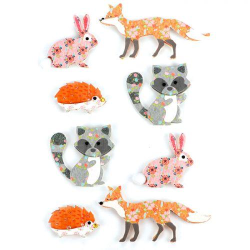 8 pegatinas 3D - Animales del bosque.