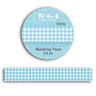  Masking tapes 10 m - blue gingham  