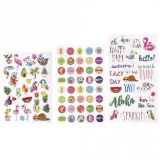 89 stickers colorés - Tropical