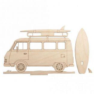 Wooden silhouette to customize 20 x 14 cm - Camping car