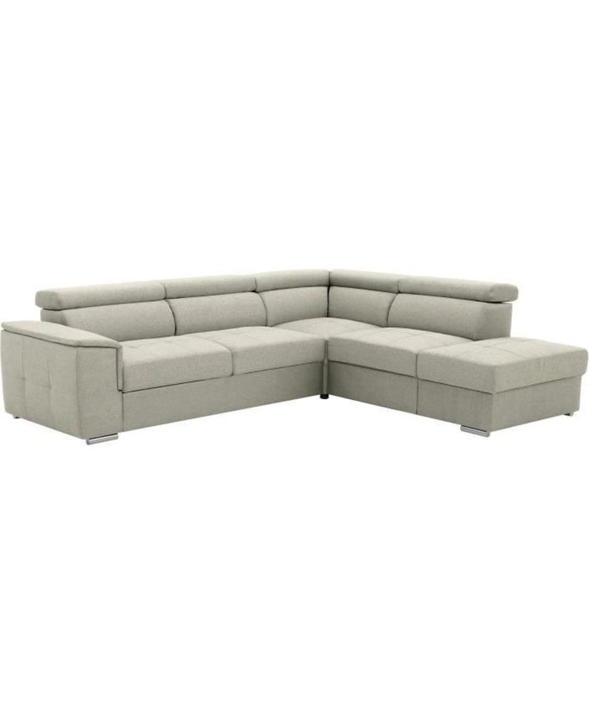 DAYTONA Sofá esquinero convertible reversible de 3-4 plazas - Tela beige - Caja de almacenamiento - 260 x 218 x 77 cm DAYTONA Sofá esquinero convertible reversible de 3-4 plazas - Tela beige - Caja de almacenamiento - 260 x 218 x 77 cm