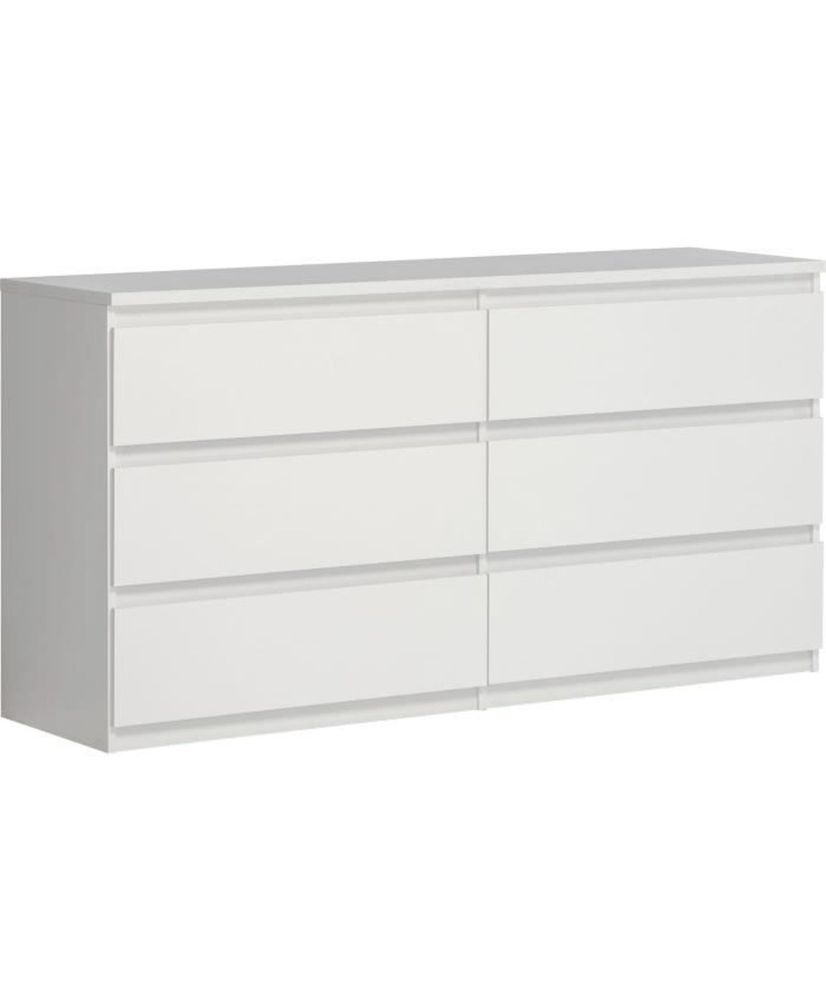 CHELSEA Kommode mit 6 Schubladen – Mattweiß – 154 x 42,2 x 79,9 cm CHELSEA Kommode mit 6 Schubladen – Mattweiß – 154 x 42,2 x 79,9 cm