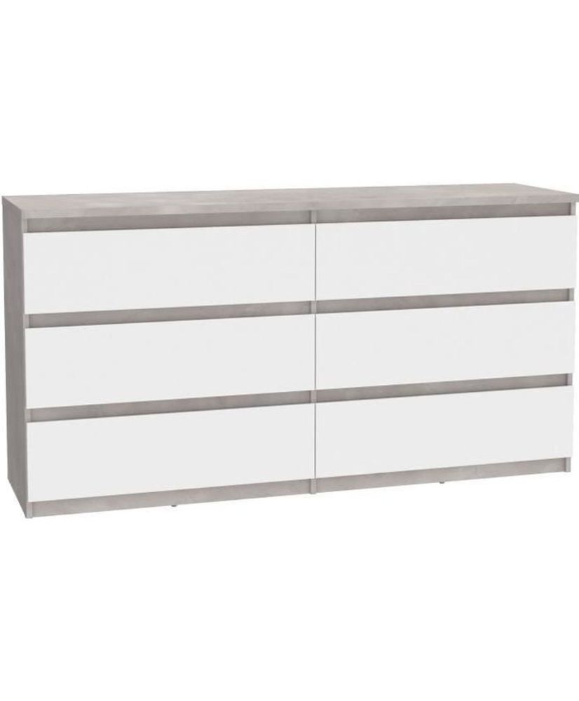 Cómoda CHELSEA de 6 cajones - Blanco/Color hormigón claro - 154 x 42,2 x 79,9 cm Cómoda CHELSEA de 6 cajones - Blanco/Color hormigón claro - 154 x 42,2 x 79,9 cm