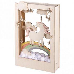3D Decorative wood frame - 20 x 30 x 6.5 cm - Unicorn