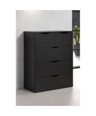 Commode BASIX - 5 tiroirs - Noir Mat - 80 x 40 x 101 cm