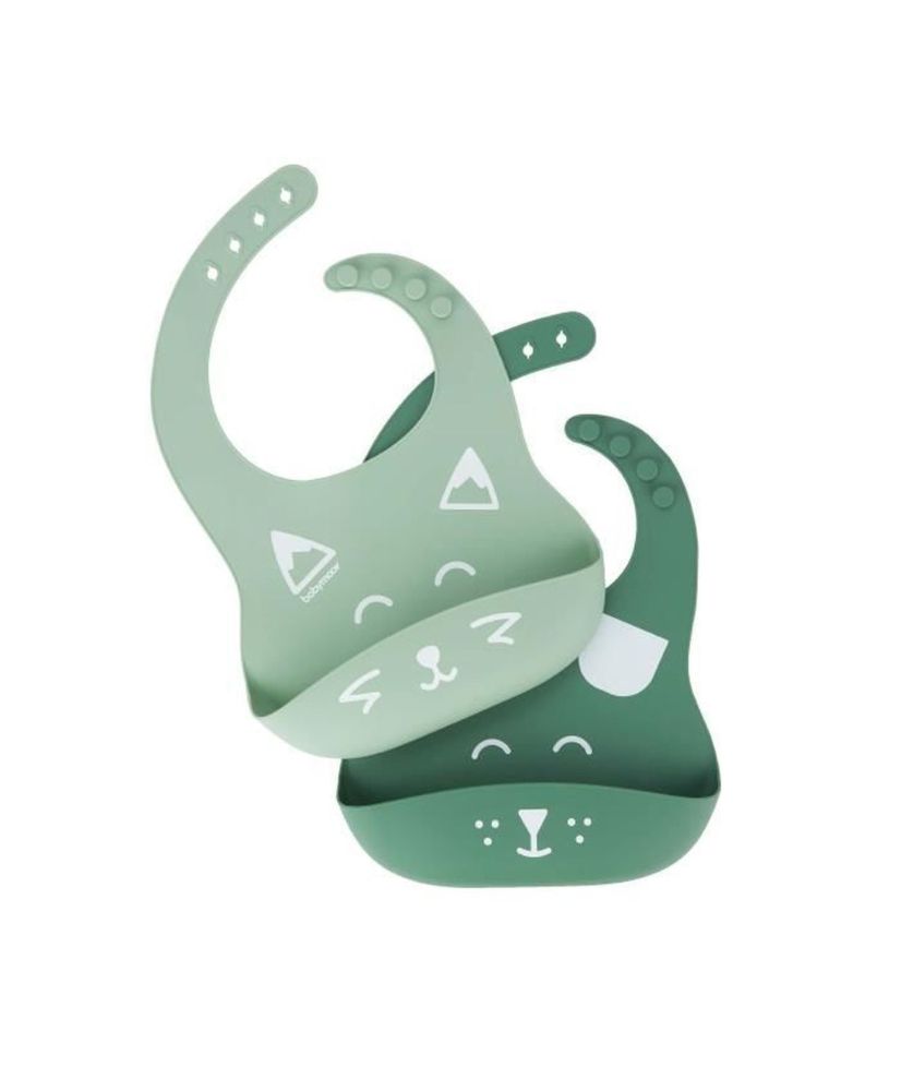 2 bavaglini BIB'ISY in silicone, con tasca ventrale 2 bavaglini BIB'ISY in silicone, con tasca ventrale