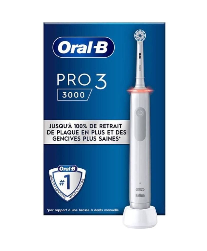 Spazzolino elettrico Oral-B bianco - 2 testine - Testina rotonda - 3 modalità di spazzolatura Spazzolino elettrico Oral-B bianco - 2 testine - Testina rotonda - 3 modalità di spazzolatura