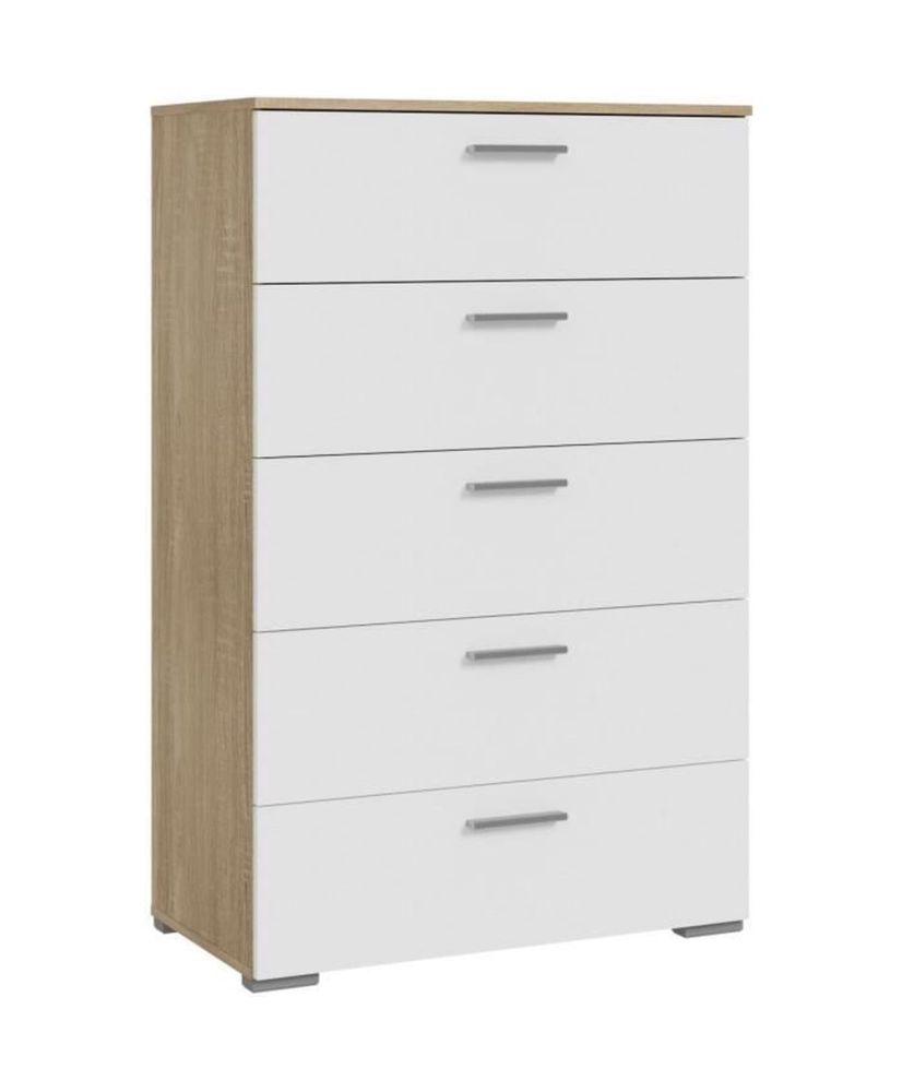 BASJANA chest of drawers - 5 drawers - sonoma oak and matt white - 80.2 x 41.3 x 123.8 cm BASJANA chest of drawers - 5 drawers - sonoma oak and matt white - 80.2 x 41.3 x 123.8 cm