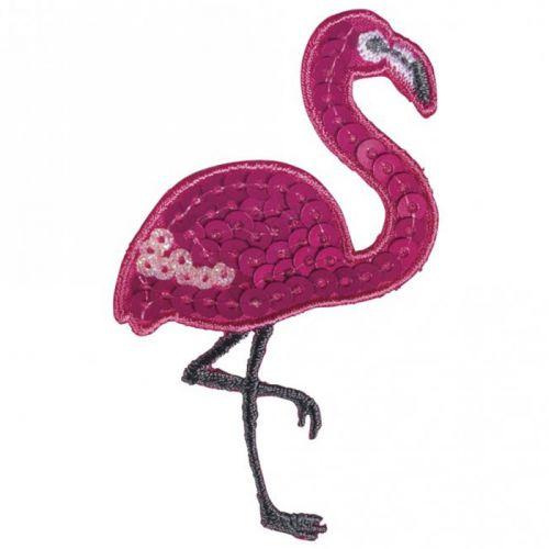 Parche termoadhesivo con brillo 4,5 x 7,5 cm - Flamingo