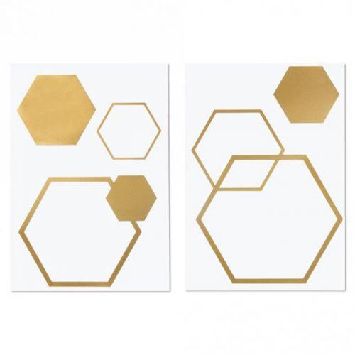 Iron-on transfer - 6 golden hexagons