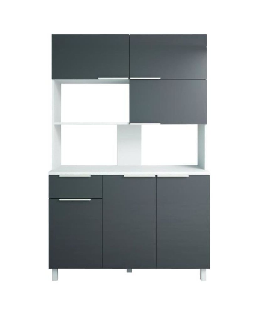 LOVA Buffet de cuisine contemporain gris brillant - 120 cm LOVA Buffet de cuisine contemporain gris brillant - 120 cm