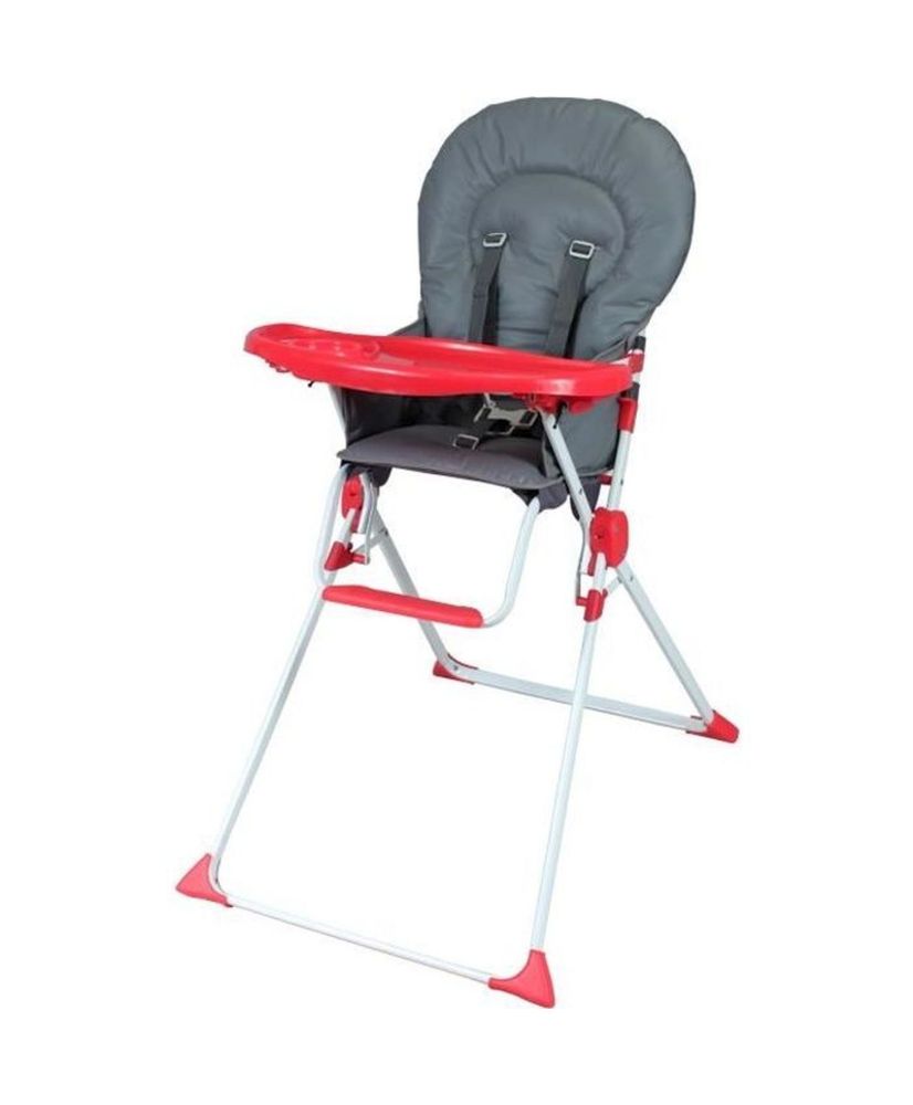 Trona fija BAMBISOL Gris y rojo - Asiento de PVC - Estante extraíble y regulable Trona fija BAMBISOL Gris y rojo - Asiento de PVC - Estante extraíble y regulable