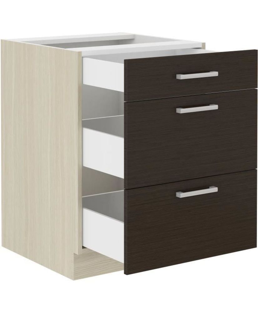 Meuble bas - 3 Tiroirs - Mélaminé - chêne foncé - 60 x 52 x 82 cm Meuble bas - 3 Tiroirs - Mélaminé - chêne foncé - 60 x 52 x 82 cm