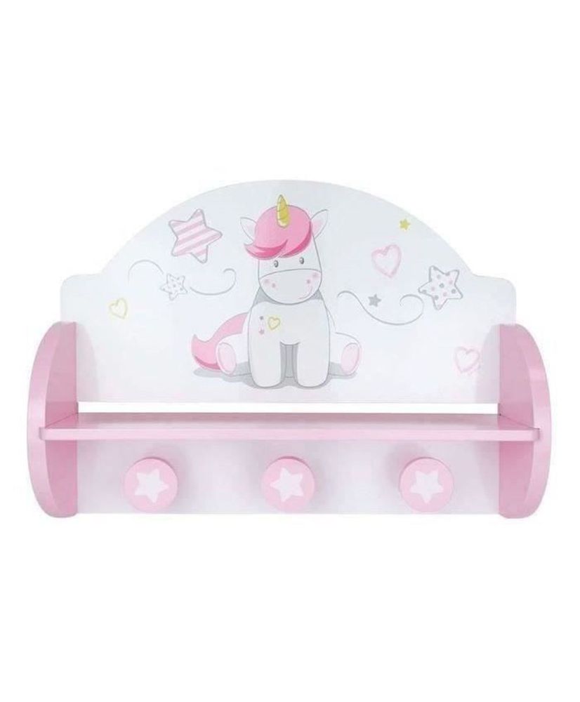 Mensola appendiabiti per bambini con unicorno Mensola appendiabiti per bambini con unicorno
