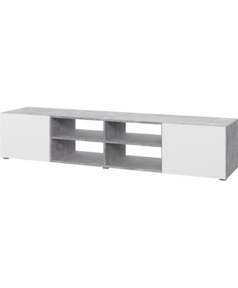 TV-Schrank aus weißem und hellem Beton – 180 x 42 x 37 cm TV-Schrank aus weißem und hellem Beton – 180 x 42 x 37 cm
