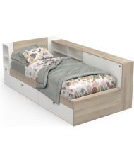 LIFE children's bed 90 x 190/200 - Storage - oak and white