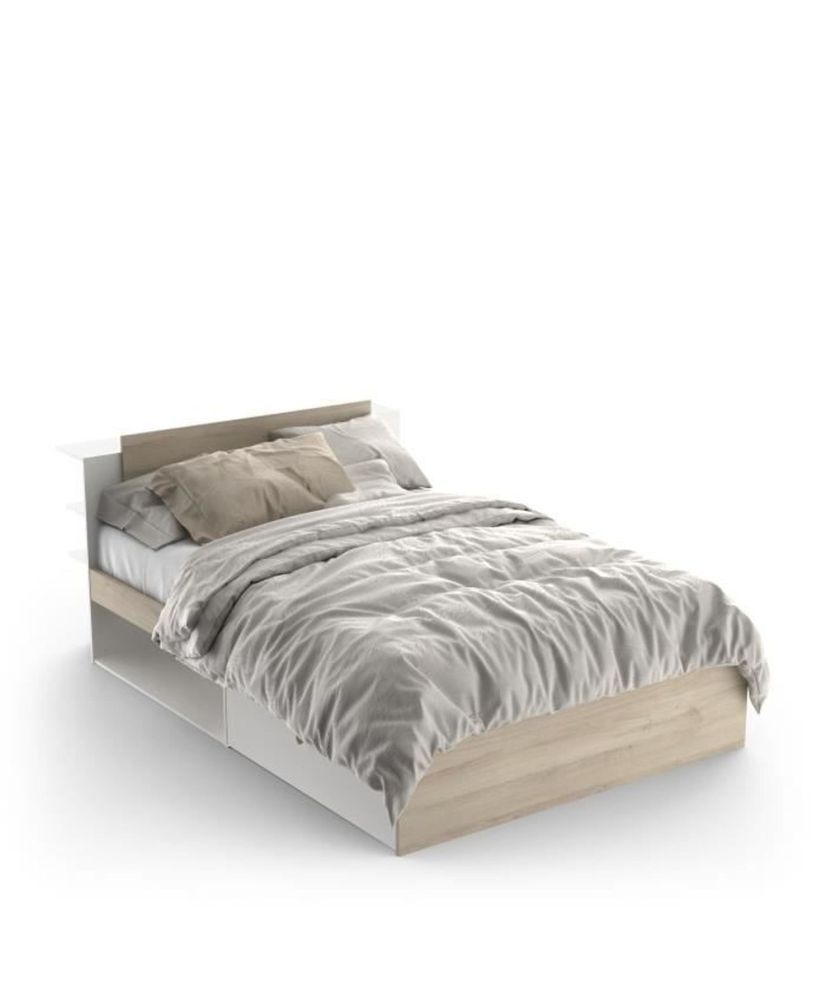 Letto adulto LIFE 140 x 190/200 - Contenitore - rovere e bianco Letto adulto LIFE 140 x 190/200 - Contenitore - rovere e bianco